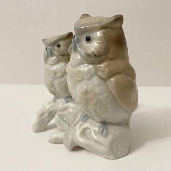Vintage Porcelain Otagiri Japan Owls Sitting On A Tree Branch Figurine Chipped - Picture 14 of 16